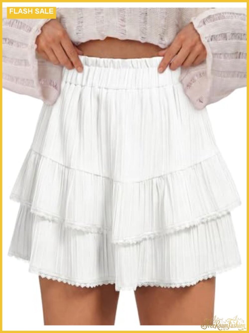 Women's Flowy Tiered Mini Skort with Built-in Shorts High Waisted Active Skirt